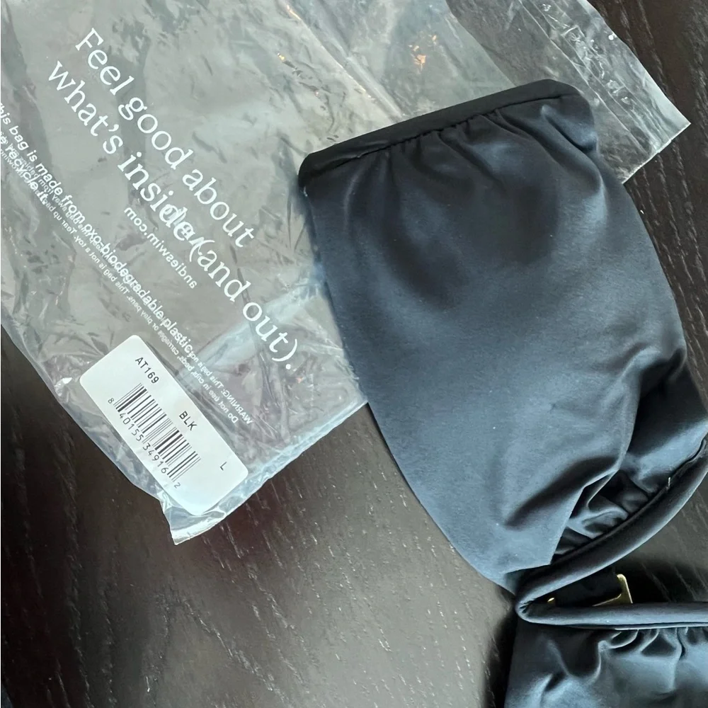 Andie Swim Black Bandeau Padded Scala bikini top NWT